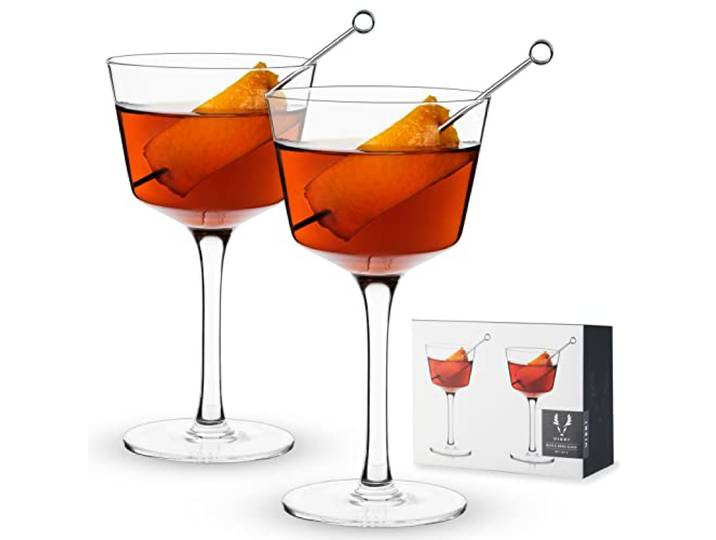 Viski Nick and Nora Gläser, Stiel-Trinkgeschirr, hochwertige Kristall-Cocktailgläser, Cocktail-Coupe-Gläser, Heim- und Bar-Glastassen, 2er-Set, 170 ml