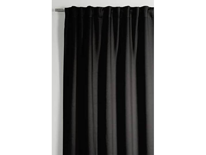 Sehlbach Fertiggardine mit Gardinenband, Dimout, Schwarz, 140 x 245 cm Gardinen, Energiesparend Im Winter, Wärmeabweisend Im Sommer, Blickdicht, Perfekter Faltenwurf