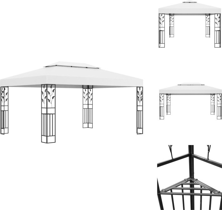 vidaXL Pavillon mit Doppeldach 3x4 m Weiß - Pavillons & Partyzelte