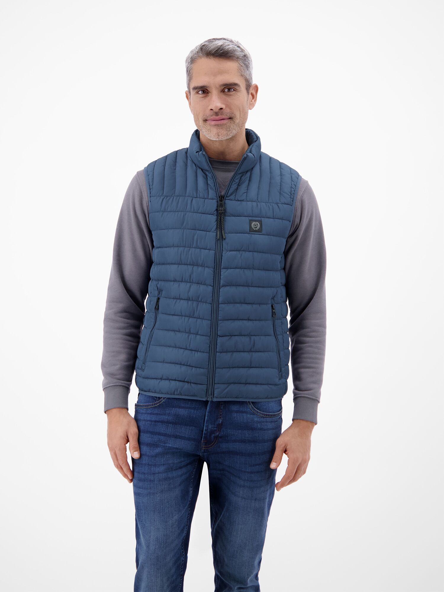 Steppweste LERROS "Steppweste für Herren, leicht gefüttert", Herren, Gr. M, blau (storm blau), 100% Polyester, Westen Steppweste