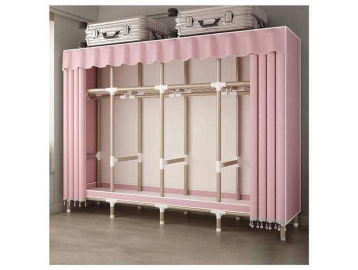 SDGBCXD Tragbarer Kleiderschrank, Kleiderschrank for Aufhängen von Kleidung mit 4 Kleiderstangen und