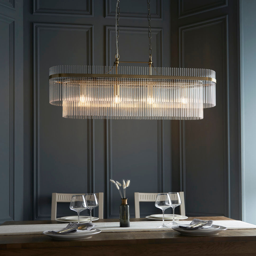 Heritage Hues Geira 4lt Pendant light finished in Ant. Brass Antique Brass 35.5cm H X 100cm W X 20cm D