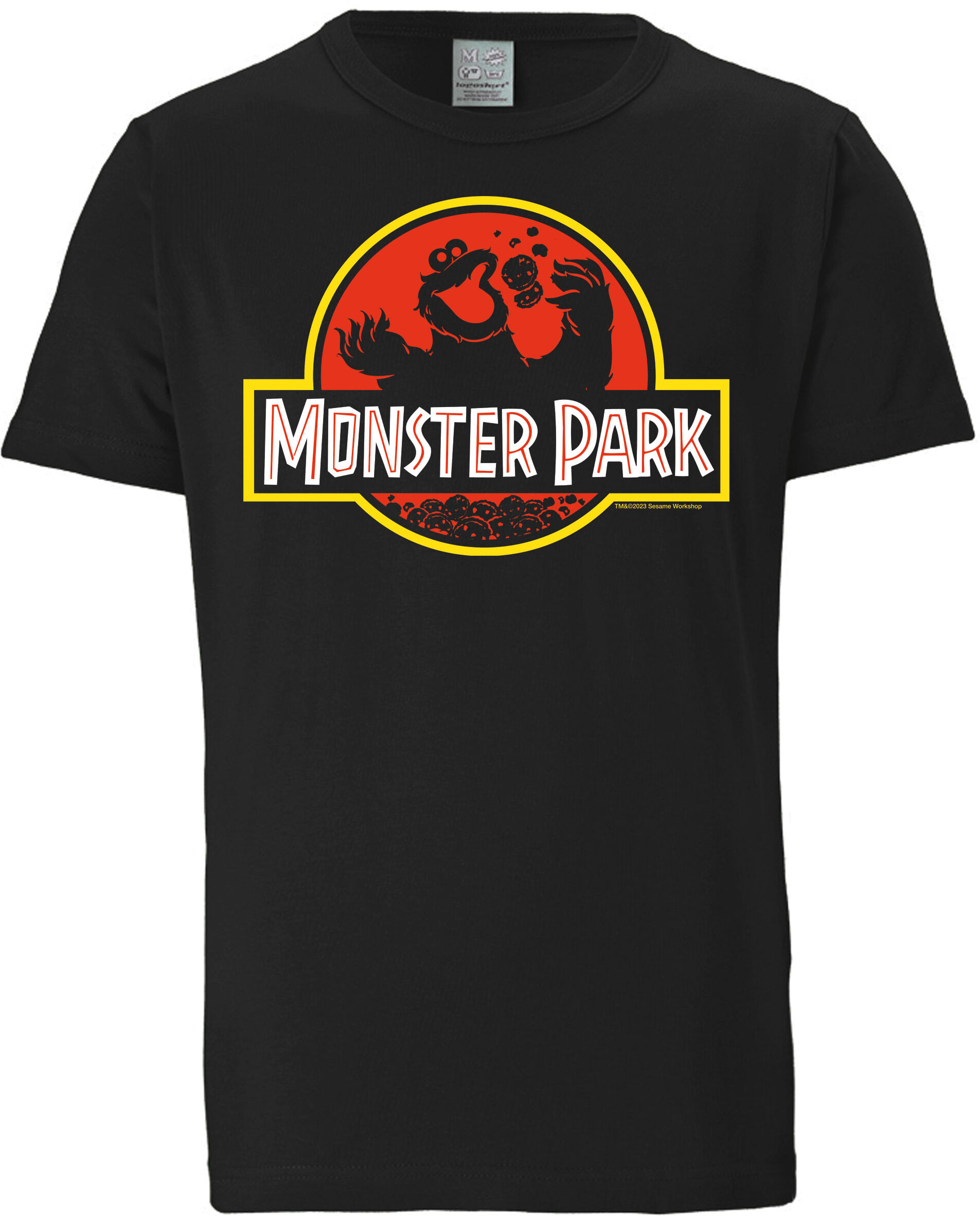 T-Shirt LOGOSHIRT "Cookie Monster - Monster Park", Herren, Gr. S, schwarz, 100% Baumwolle, bedruckt, normal, Rundhals, Shirts T-Shirt, mit lizenziertem Print