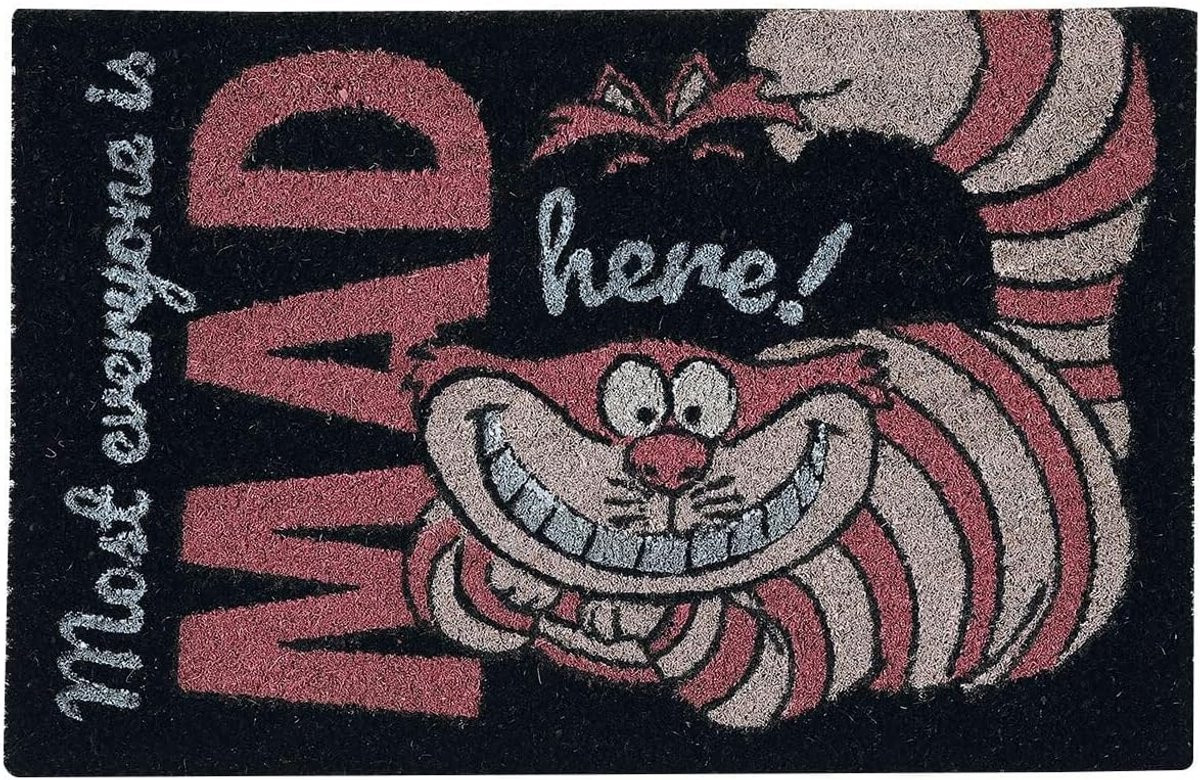 Welkommat met Alice in Wonderland thema We're All Mad Here