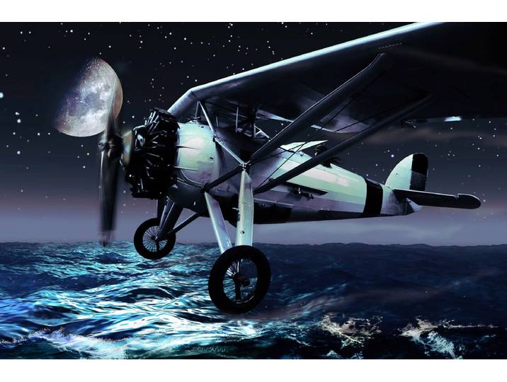 Fototapete PAPERMOON Flugzeug über Wasser , bunt, B:3,5m L:2,6m, Vlies, Tapeten, Fototapete