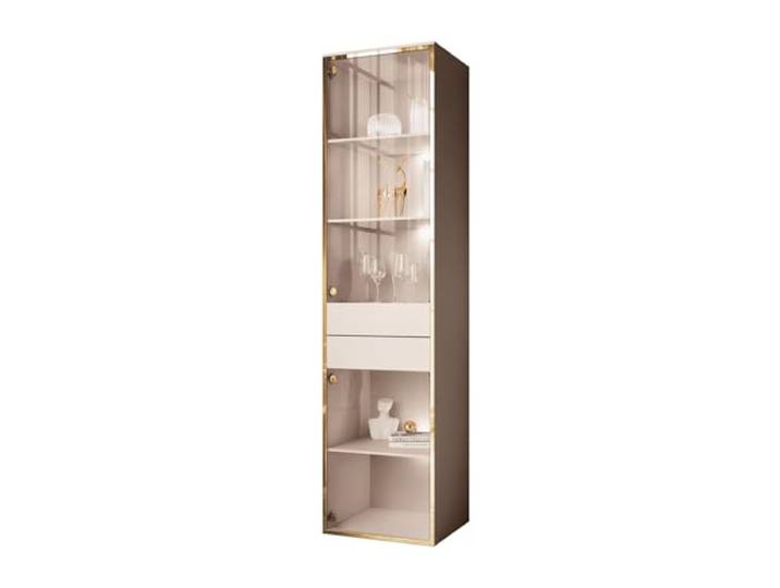 Lookway Vitrine Aurora KASZMIR mit LED – Kaschmir mit Golddekor, Hängend oder Stehend, Glastüren – Modernes Design & Luxus (Hängend)
