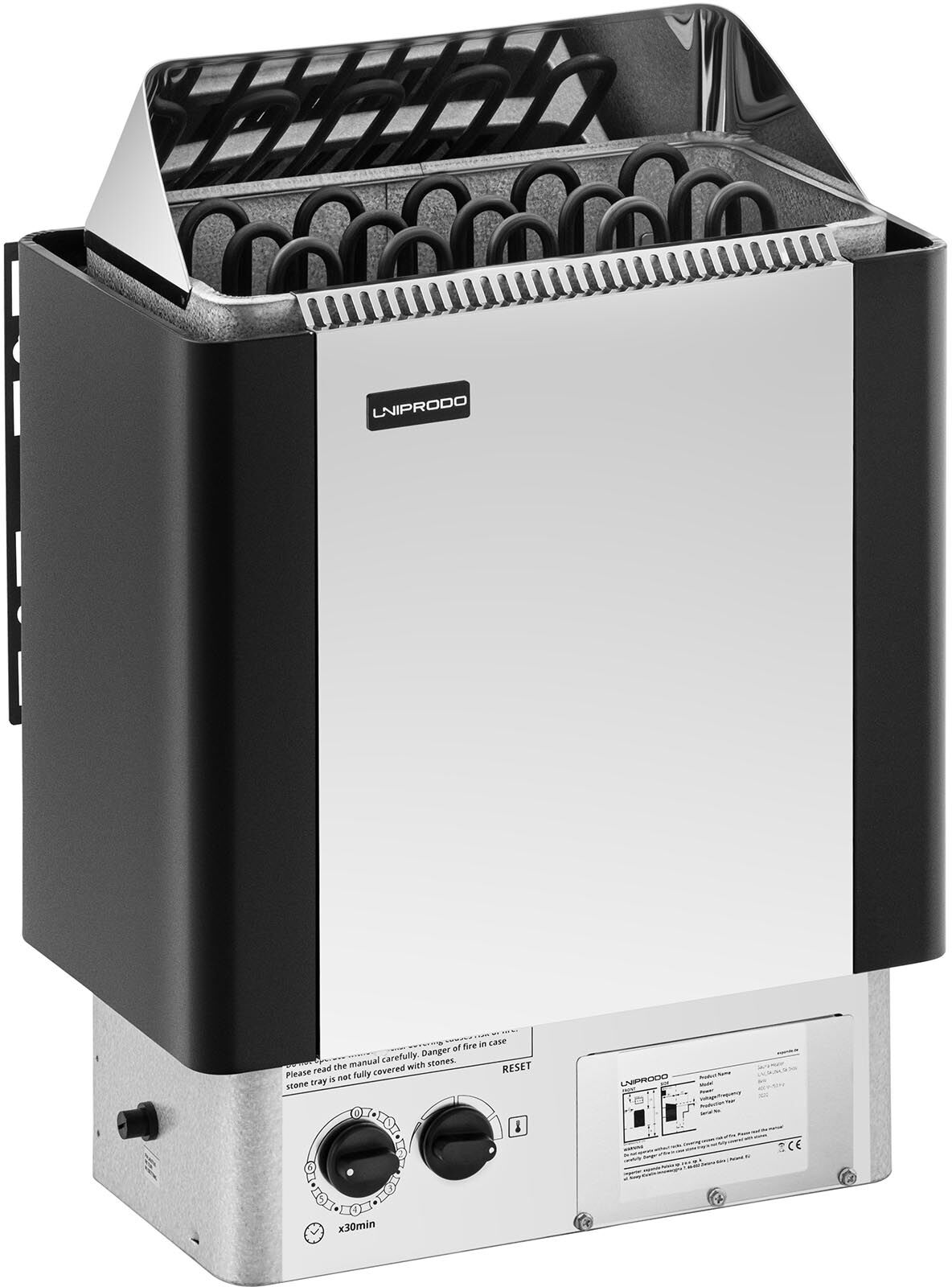 Uniprodo Aquecedor para sauna - elétrico - 8 kW - incl. painel de controlo UNI_SAUNA_S8.0KW