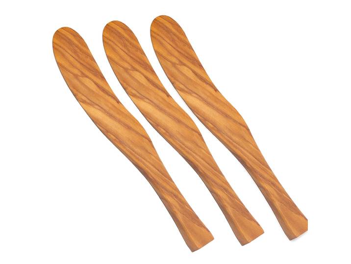 Buttermesser, Streichmesser, 17 cm, Olivenholz, 3er-Set