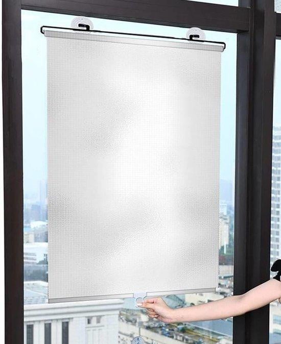 Unyqoos Verduisteringsrolgordijn met zuignappen, PVC zonwering voor ramen en auto's, Zilver, 58 x 125 cm