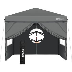Sekey Pavillon GZ86, grau, 3 x 3m, winterfest, wasserdicht, faltbar