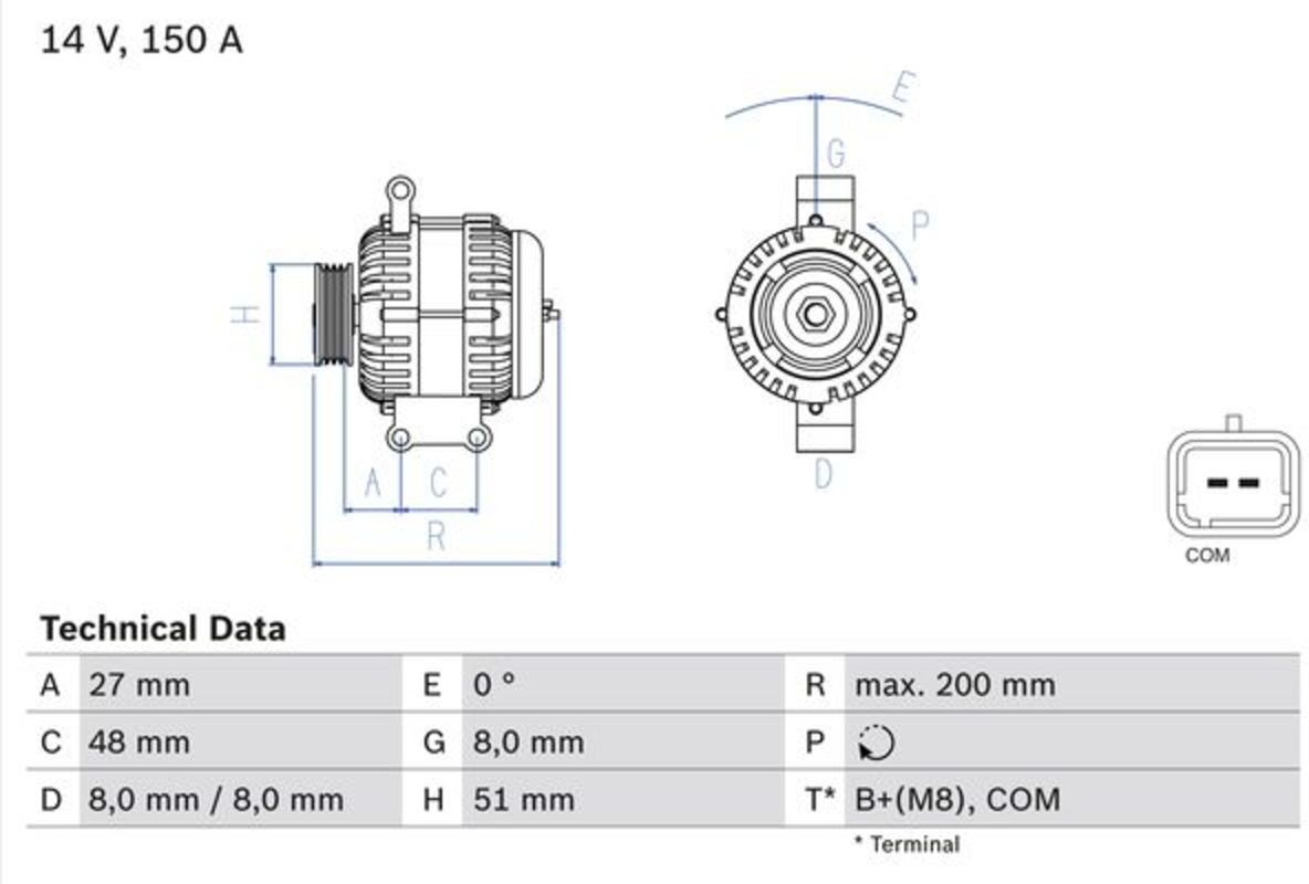 Bosch Generatore di corrente rotante 0 986 048 740, ricondizionato