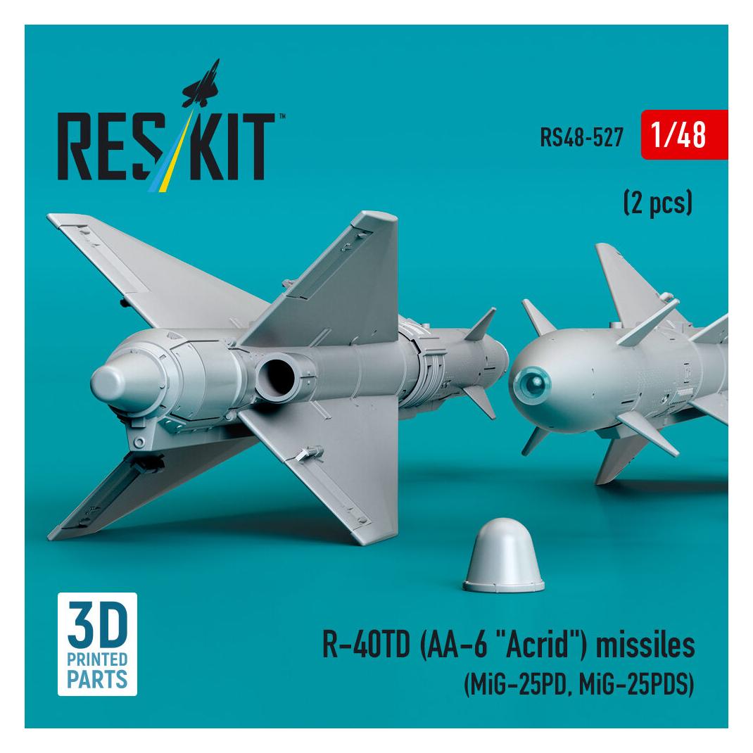 ResKit R-40TD (AA-6 Acrid) missiles (2 pcs) (MiG-25PD, MiG-25PDS) (3D printed) (RS48-0527)