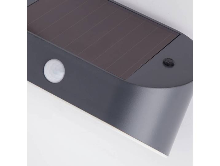 Searchlight LED-Solar-Wandleuchte 67421BK-PIR, Bewegungsmelder 67421BK-PIR, alu / grau / zink, Kunststoff, Solarleuchte außen