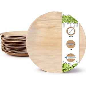Biozoyg Einwegteller rund, Palmblatt, natur, Ø 23 cm, 25 Stück