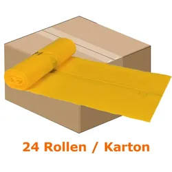 Müllbeutel Abena Saekko Boy 60 L gelb 10 Stück/Rolle Karton Karton mit 24 Rollen, Stärke 35 my, Lebensmittelecht