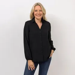 KIM & CO. Bluse, Langarm Struktur-Popeline Knopfleiste leger weit