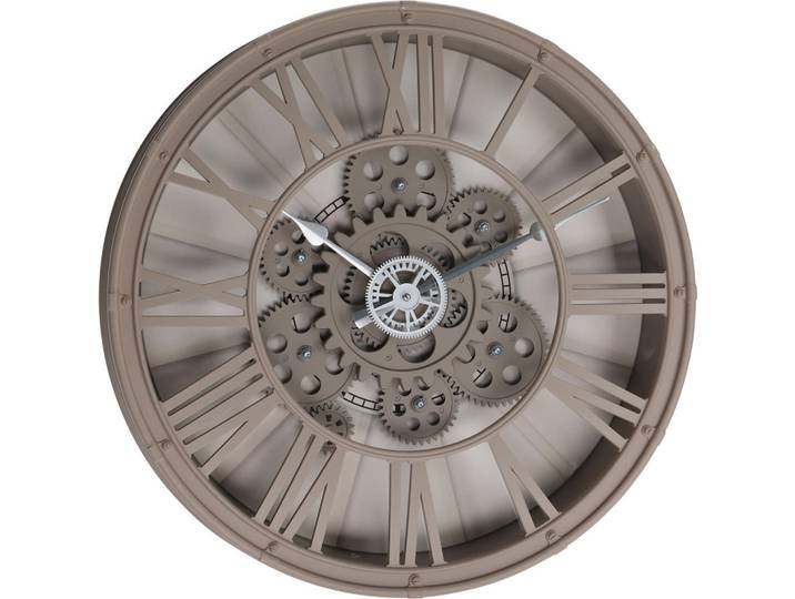 Home Styling Collection Wanduhr mit sichtbarem Uhrwerk 38,7/39/7,5 cm, Grau, Kunststoff, Rund, 39x7.5x38.7 cm, Dekoration, Uhren, Wanduhren