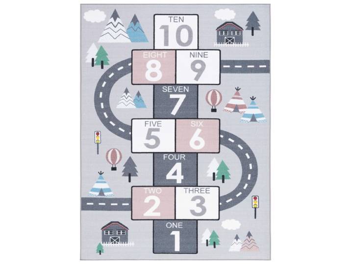 Tapis moderne en polyester gris/rose, 165 x 231 cm