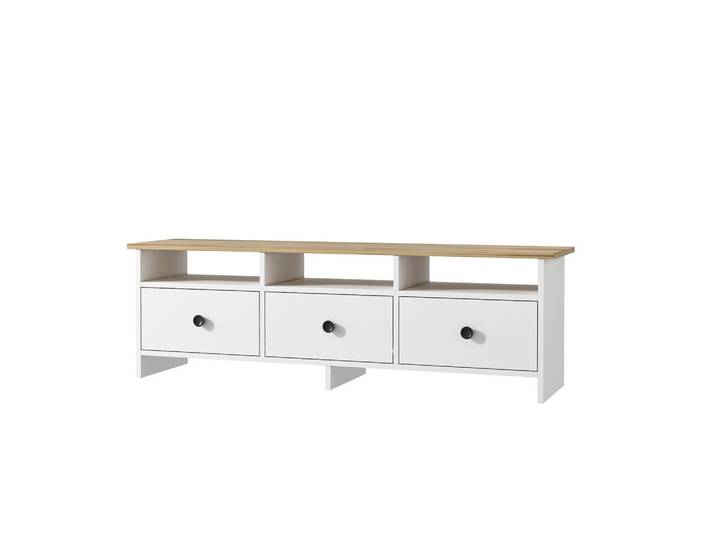 Livetastic Lowboard Oslo TV-Ständer, Weiß, Eiche, 150x47x36 cm, Wohnzimmer, Wohnwände, Lowboards