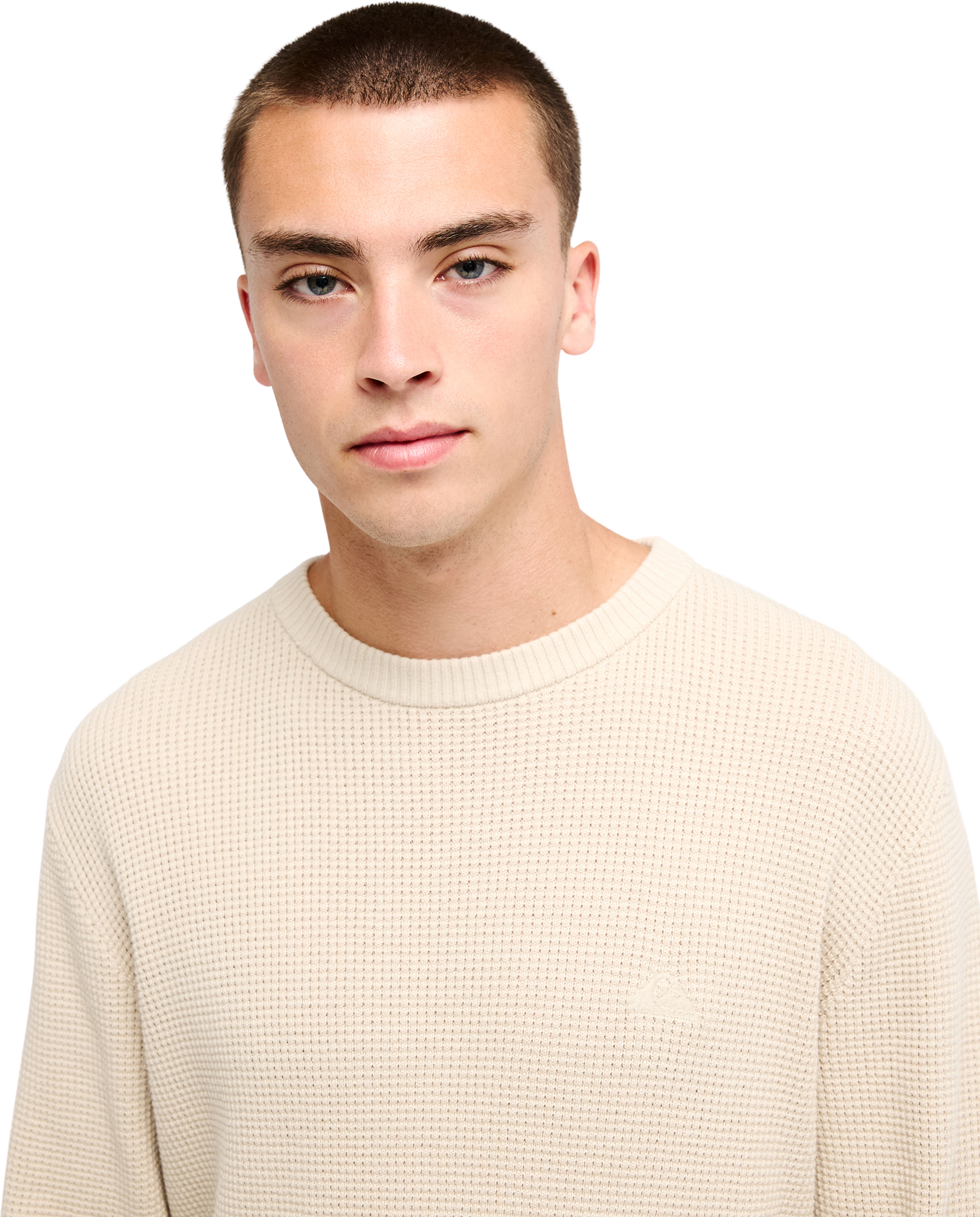 Sweatshirt QUIKSILVER "WAFFLE SWEATER", Herren, Gr. L, beige (peyote), Obermaterial: 100% Baumwolle, Sweatshirts Sweatshirt, für Erwachsene, aus Baumwolle peyote L