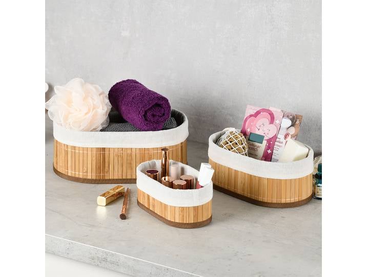 Petits paniers en bambou Hafet lot 3 Marron