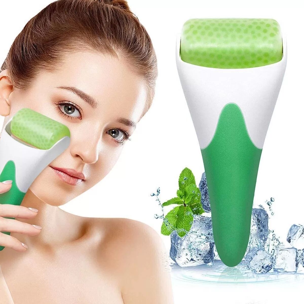 INF Ice Roller Gesichts- und Körpermassage Roller – ABS kühlender Cryo-Roller mit Mikronadelroller Grün