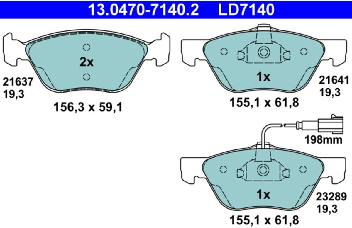Bremsbelagsatz ATE 13.0470-7140.2, Vorne, Keramik