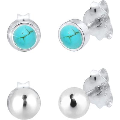 Ohrstecker-Set ELLI "Schmuck Geschenk Silber 925 Ohrringe", grün (silberfarben, türkis, türkis), Ohrringe, Damen, 4mm, Silber 925 (Sterlingsilber), mit Howlith