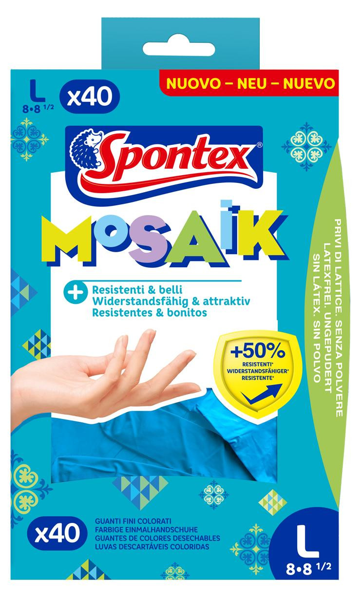 Spontex Mosaik Einmalhandschuwen Maat 8, 40 stuks