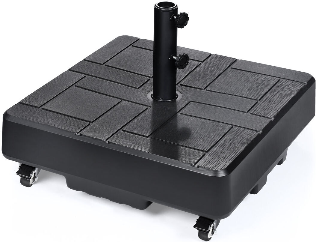 EUFRUITEAM 6.5kg Plastic Free Standing Umbrella Base with Wheels Black 0.75mm H X 58.5cm W X 58.5cm D