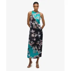 Superdry für Damen. W8012040A Jacquard-Kleid blau, schwarz (S), Lässig, Party, Viskose, Ärmellos / Hosenträger
