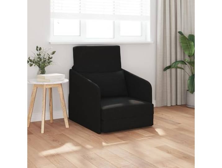 HEFZGDB 2-in-1 Schlafsessel Schwarz 65x80x83 cm Stoff Sofa-Bett Gästebett mit abnehmbaren Kissenbezügen für Entspannung und Flexible Nutzung