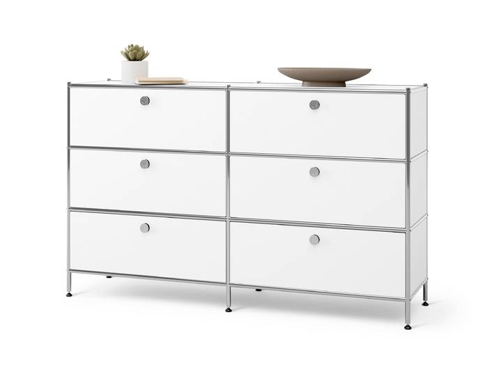 Tchibo - Kommode Metall »Cn3« mit 6 Schubladen - 152x40x73,5cm - chrom -