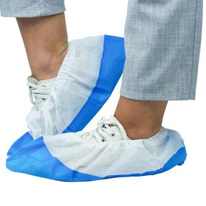 Arnomed Überschuhe Cover, PP & CPE, Einweg, rutschfest, weiß-blau, 50 Stück
