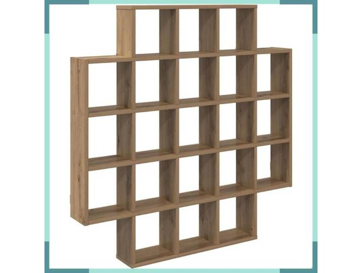 FHE Étagère Murale artisanal - Bois d'ingénierie - Rangement - Intérieur - Chêne - 100x13x100 cm