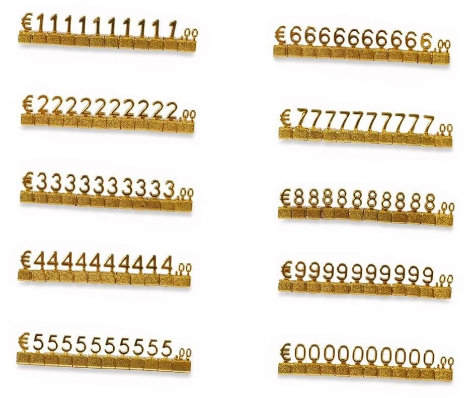 Solidchoice 10 Stuks Mini 3D Prijsdisplay Goud Verstelbaar en Afneembaar voor Retail