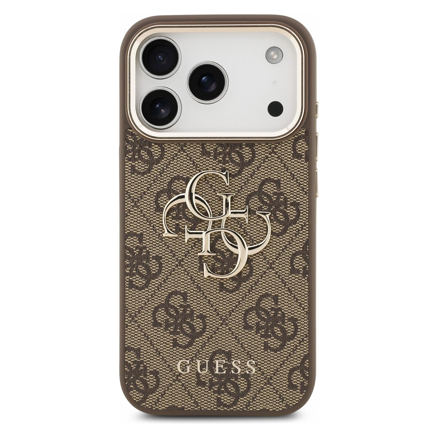 Guess PU 4G Metall-Logo Tragetasche für iPhone 18 Pro Max Braun (Apple iPhone 17 Pro Max, Apple iPhone 18 Pro Max) (GUHCP18XP4GMGSCW)