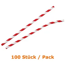 Strohhalme NatureStar BIO Papier rot-weiß geknickt 100 Stück Verwendung nachhaltig produzierter Rohstoffe