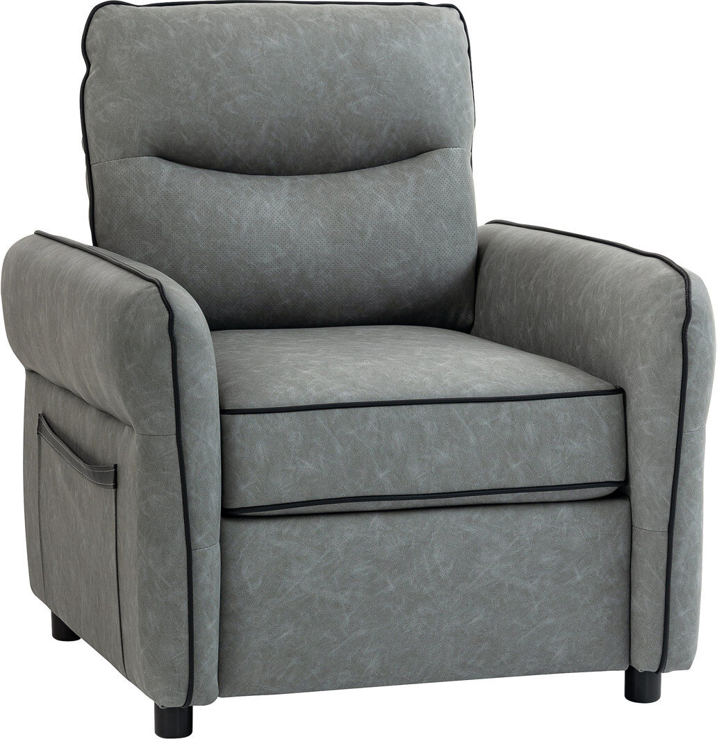 George Oliver HOMCOM Armchair, Modern Accent Chair with Thick Cushion, Side Pockets, Grey Grey 90cm H X 80cm W X 85cm D