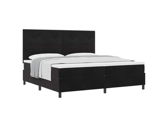 KKgypkn Boxspringbett Samt Schwarz 200x200 cm mit Matratze und verstellbarem Kopfteil