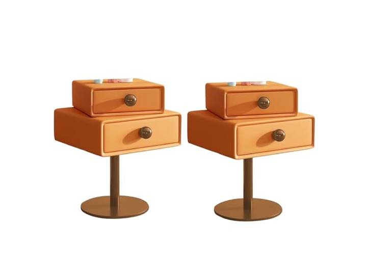Nachttisch, Hoher Sofa-Beistelltisch, kleiner Nachttisch(Orange,45x40x60cm)