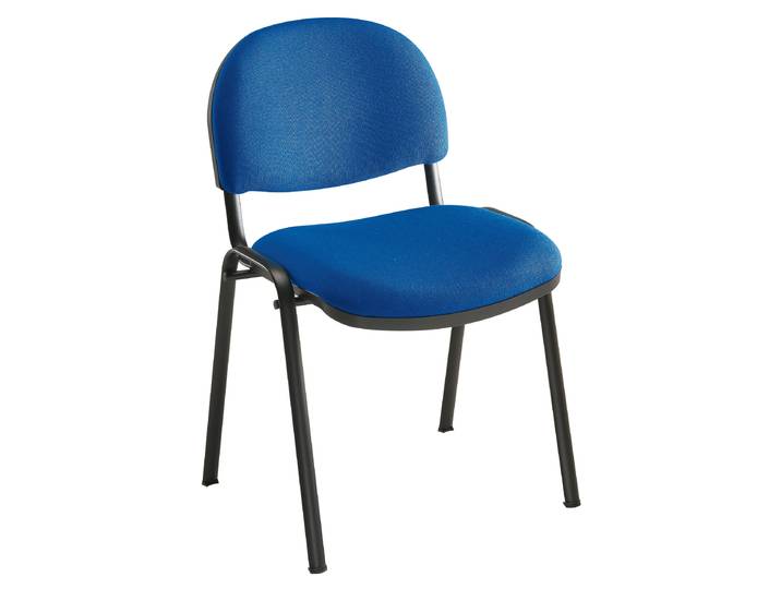 Chaise réunion et visiteur Prima - Tissu rembourré - Bleu - Pieds Noir