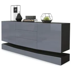 SIDEBOARD City Fronten in Grau Hochglanz