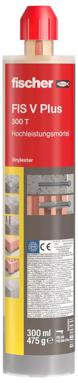 Fischer Injectiemortel FIS V Plus 300 T Grijs 1 patroon van 300 ml