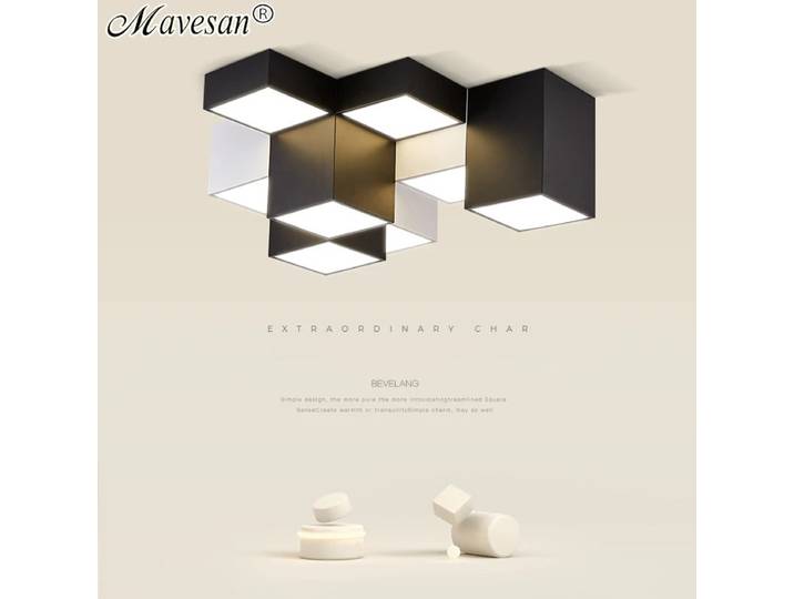 Plafond moderne à LEDs en métal lumières chambre lustre moderne monté en Surface lumière salon noir blanc Design plafonnier