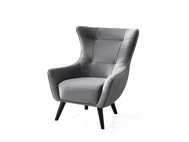 JVmoebel Sessel Sessel Grau Textil Holz Modern Einfarbig (1-St., 1-tlg)