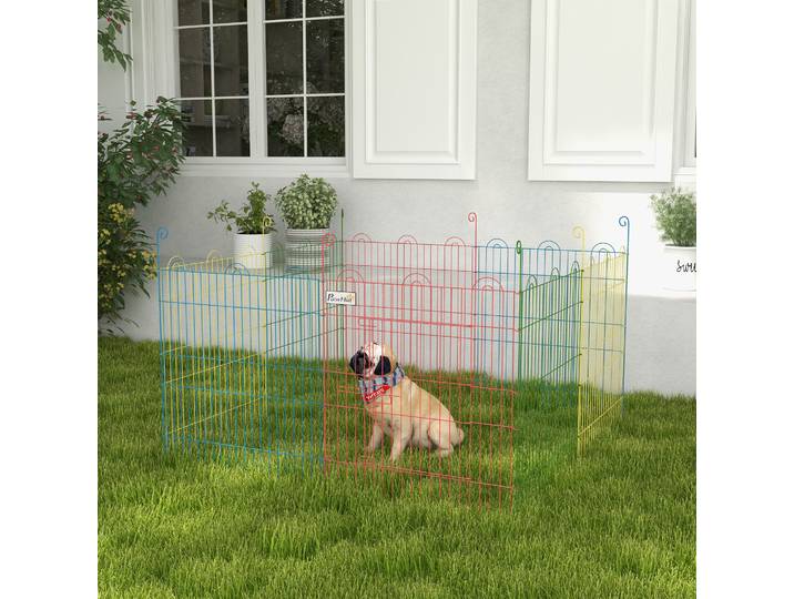 PawHut Parc Pliable Chiens Métal Ø156x60cm avec Porte Multicolore