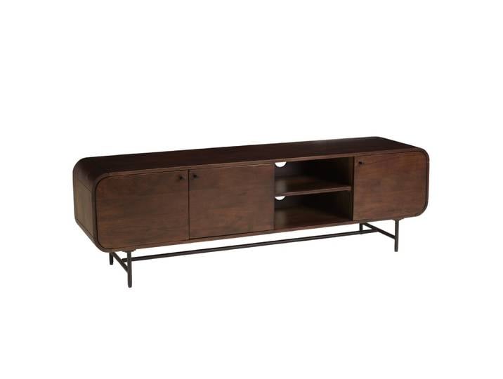 Meuble tv design bois foncé 3 portes