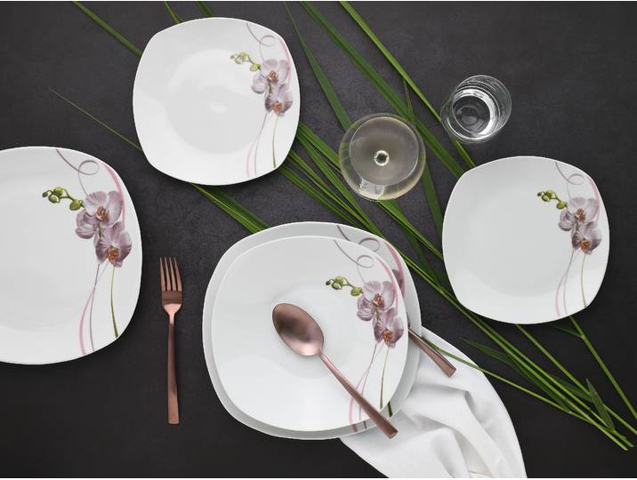 Service de table Square Orchidee - 18 29 x 29 x 32cm Multicolore/Multicolore