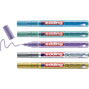 Edding Lackmarker 780 metallic spezial, wasserfest & permanent, Rundspitze 0,8 mm, glänzend, 5 Stück